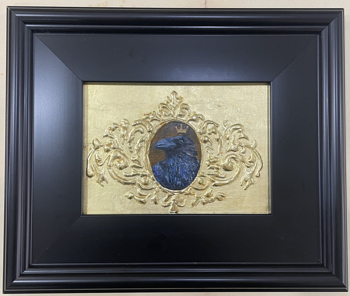 The Royal Portrait - Original Framed Oil and Gold Leaf on Board Painting by Mercurial Muse