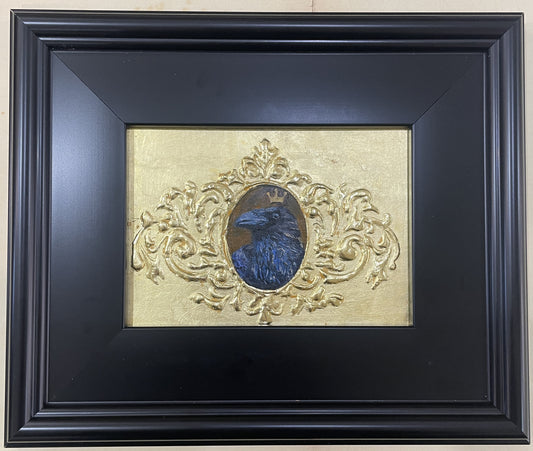 The Royal Portrait - Original Framed Oil and Gold Leaf on Board Painting by Mercurial Muse