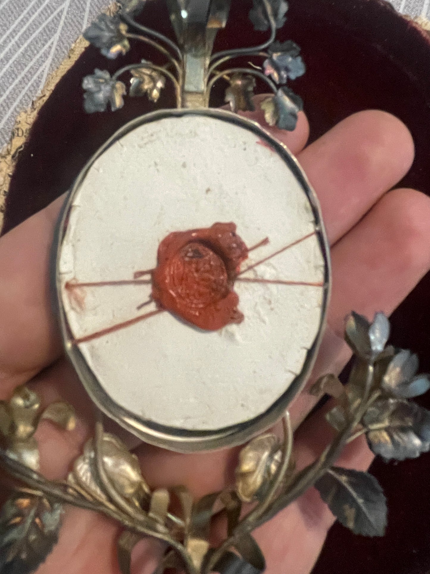 Rare Antique French Reliquary 14 Relics Wax Seal Mary Magdalene, Anna, Joseph, Liguori c1880