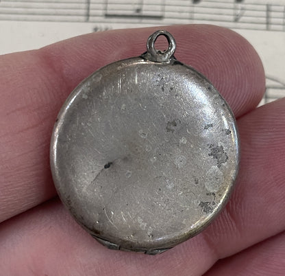 Rare Antique French Guilloche Enamel Locket Flowers c1920