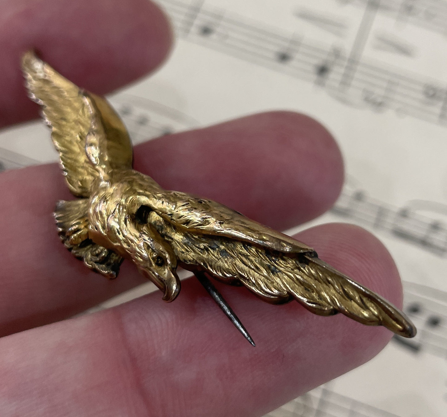 Rare Antique French Art Nouveau Gold-filled Brooch Eagle c1900