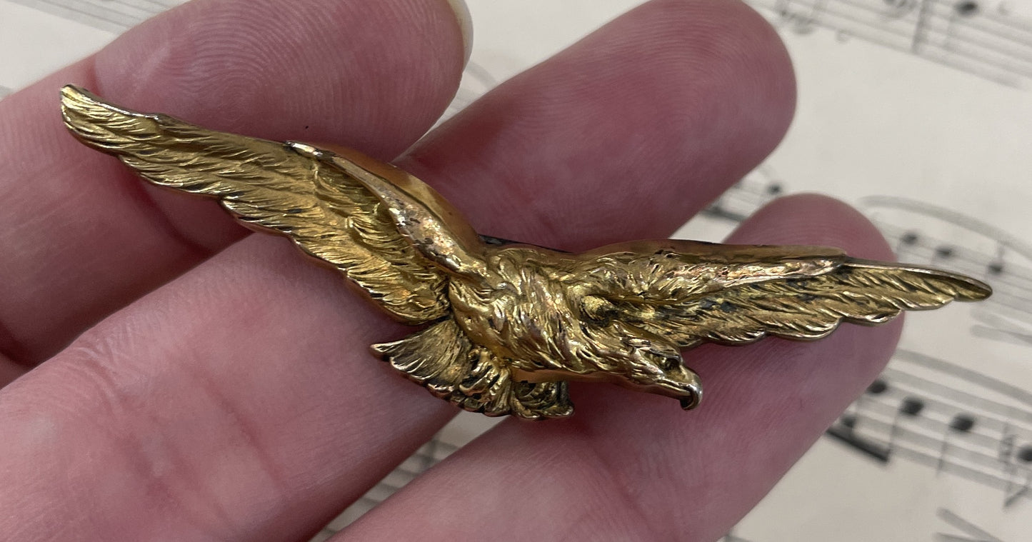 Rare Antique French Art Nouveau Gold-filled Brooch Eagle c1900