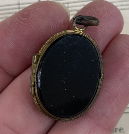 Rare Antique Italian Micromosaic Micro Mosaic Pendant Locket Roman Ruin c1900