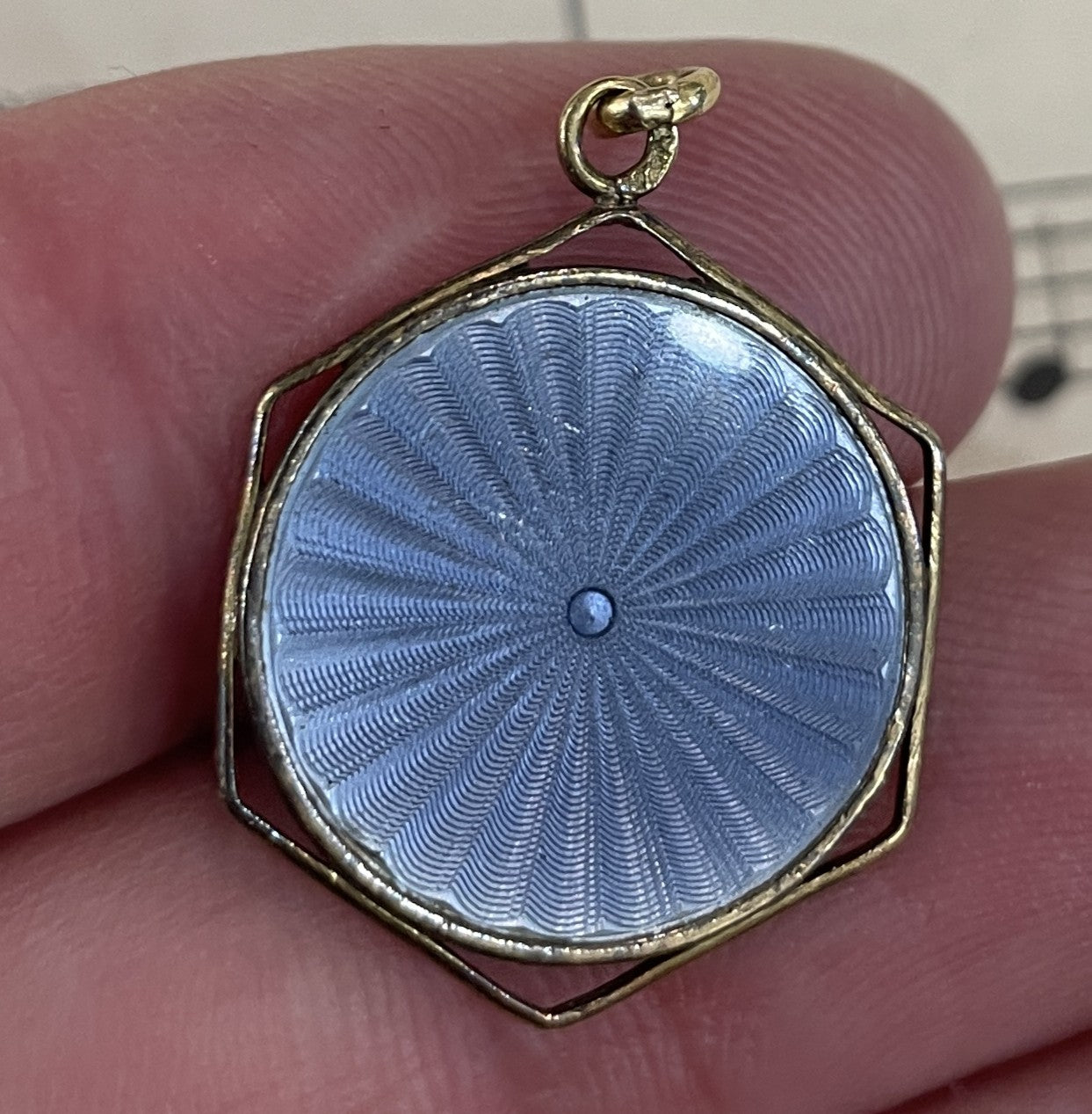 Rare Antique French Guilloche Enamel Angel Medal c1920