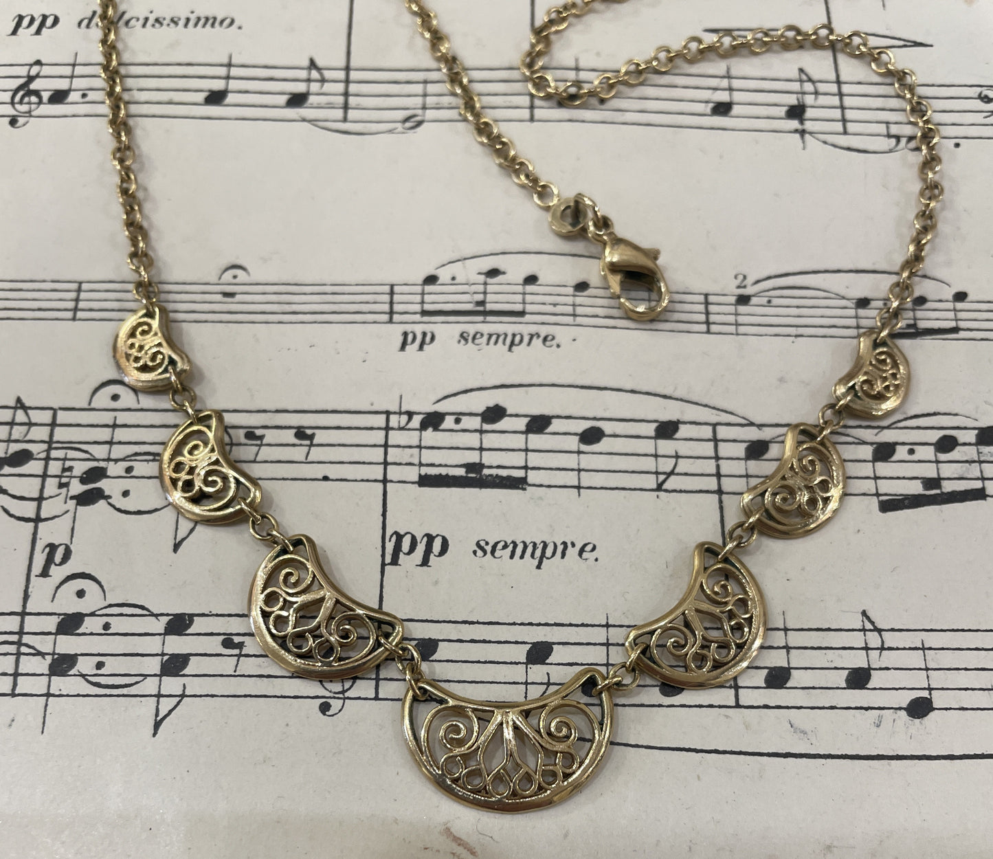 Rare Antique French Art Nouveau Gold-Filled Chain Necklace c1900