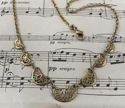 Rare Antique French Art Nouveau Gold-Filled Chain Necklace c1900