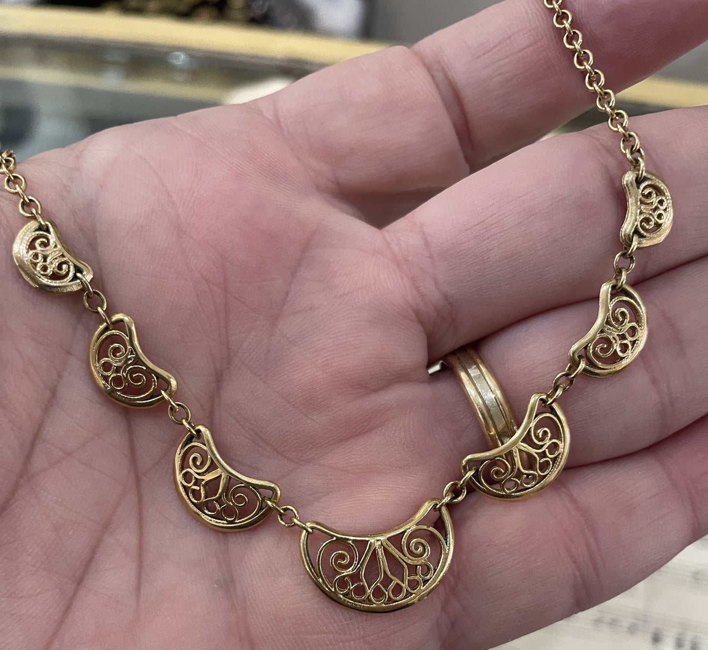 Rare Antique French Art Nouveau Gold-Filled Chain Necklace c1900