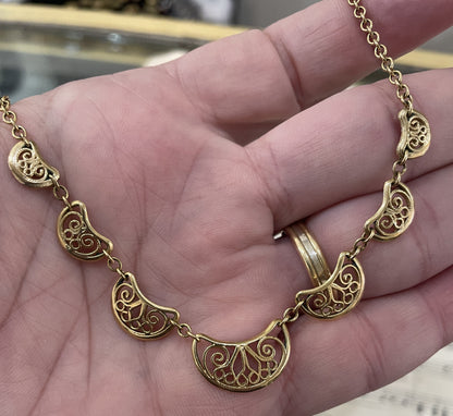 Rare Antique French Art Nouveau Gold-Filled Chain Necklace c1900