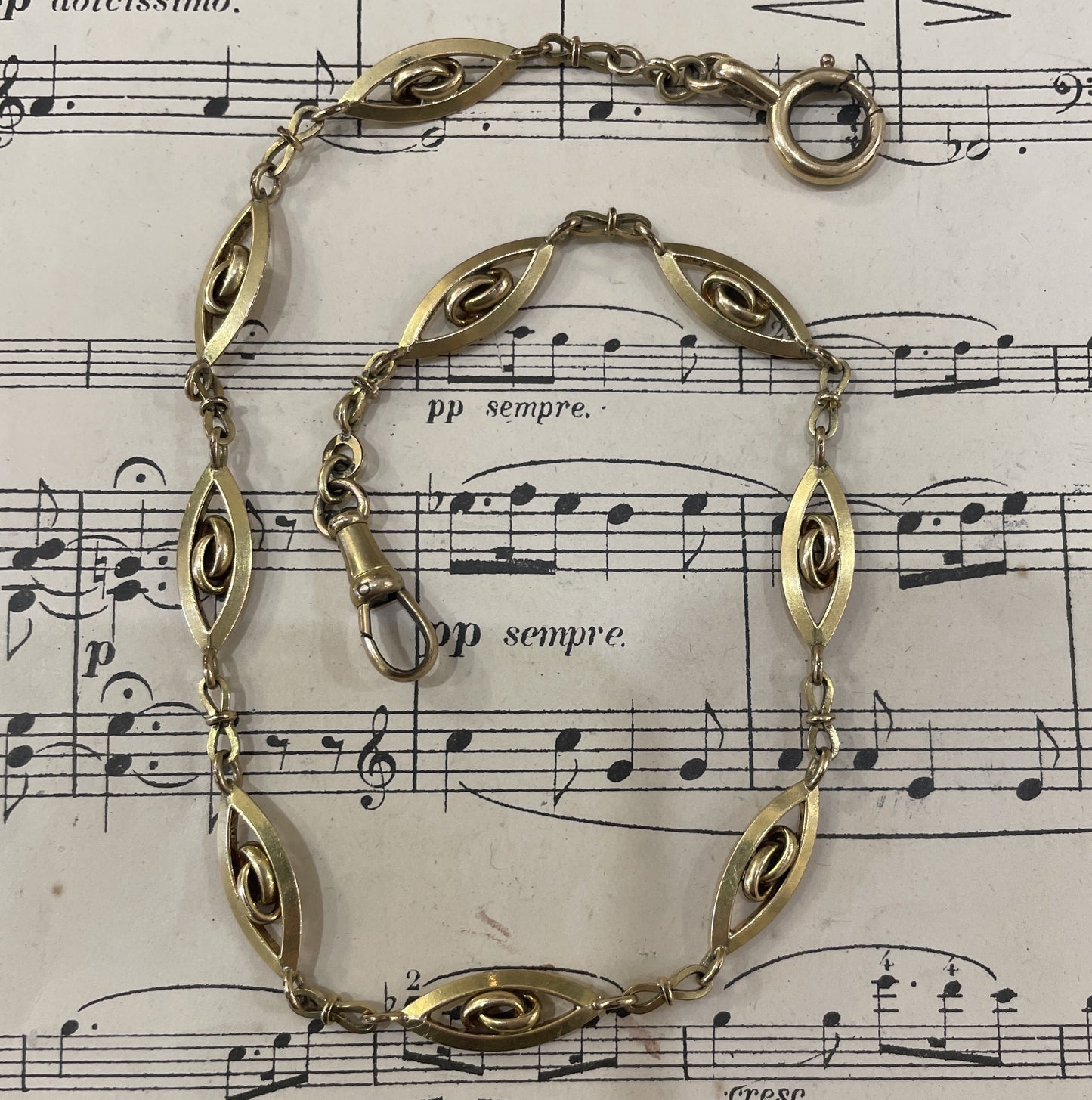 Antique French Art Nouveau Gold-Filled Pocket Watch Chain c1900