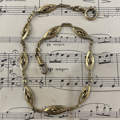 Antique French Art Nouveau Gold-Filled Pocket Watch Chain c1900