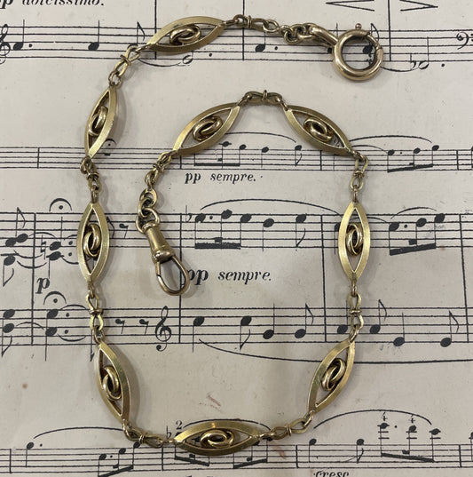 Antique French Art Nouveau Gold-Filled Pocket Watch Chain c1900