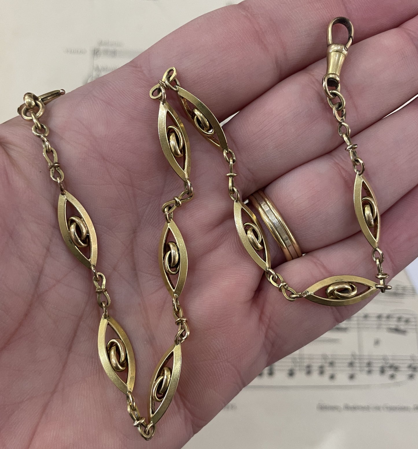 Antique French Art Nouveau Gold-Filled Pocket Watch Chain c1900