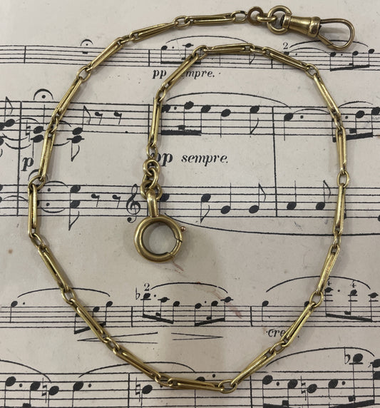 Antique French Art Nouveau Gold-Filled Pocket Watch Chain c1900