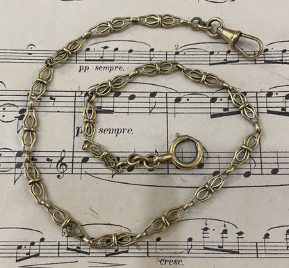 Antique French Art Nouveau Gold-Filled Pocket Watch Chain c1900