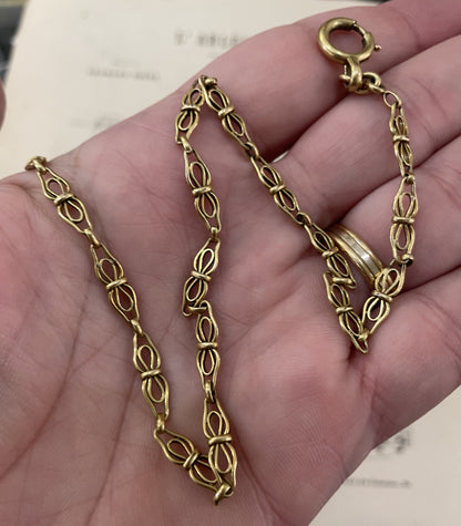 Antique French Art Nouveau Gold-Filled Pocket Watch Chain c1900