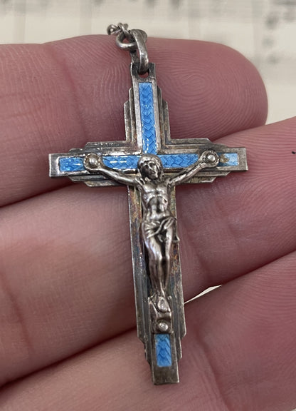 Rare Antique French Mother of Pearl Sterling Silver Lourdes Rosary c1920