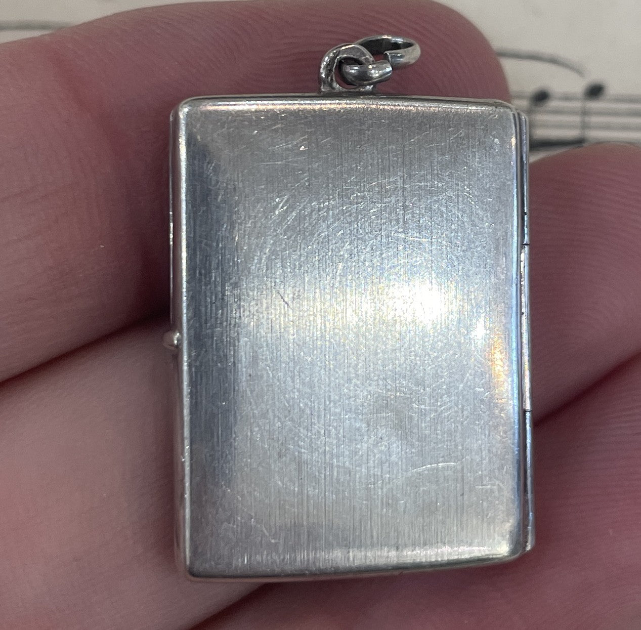 Antique Art Deco French Sterling Silver Locket Pendant Flower Hair c1930