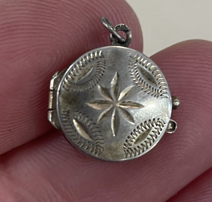 Small Antique Art Nouveau French Sterling Silver Locket Pendant c1900