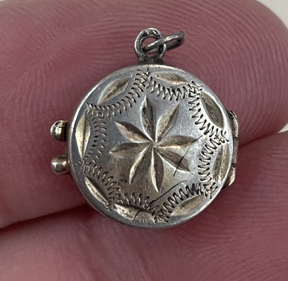 Small Antique Art Nouveau French Sterling Silver Locket Pendant c1900