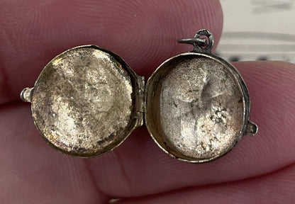 Small Antique Art Nouveau French Sterling Silver Locket Pendant c1900