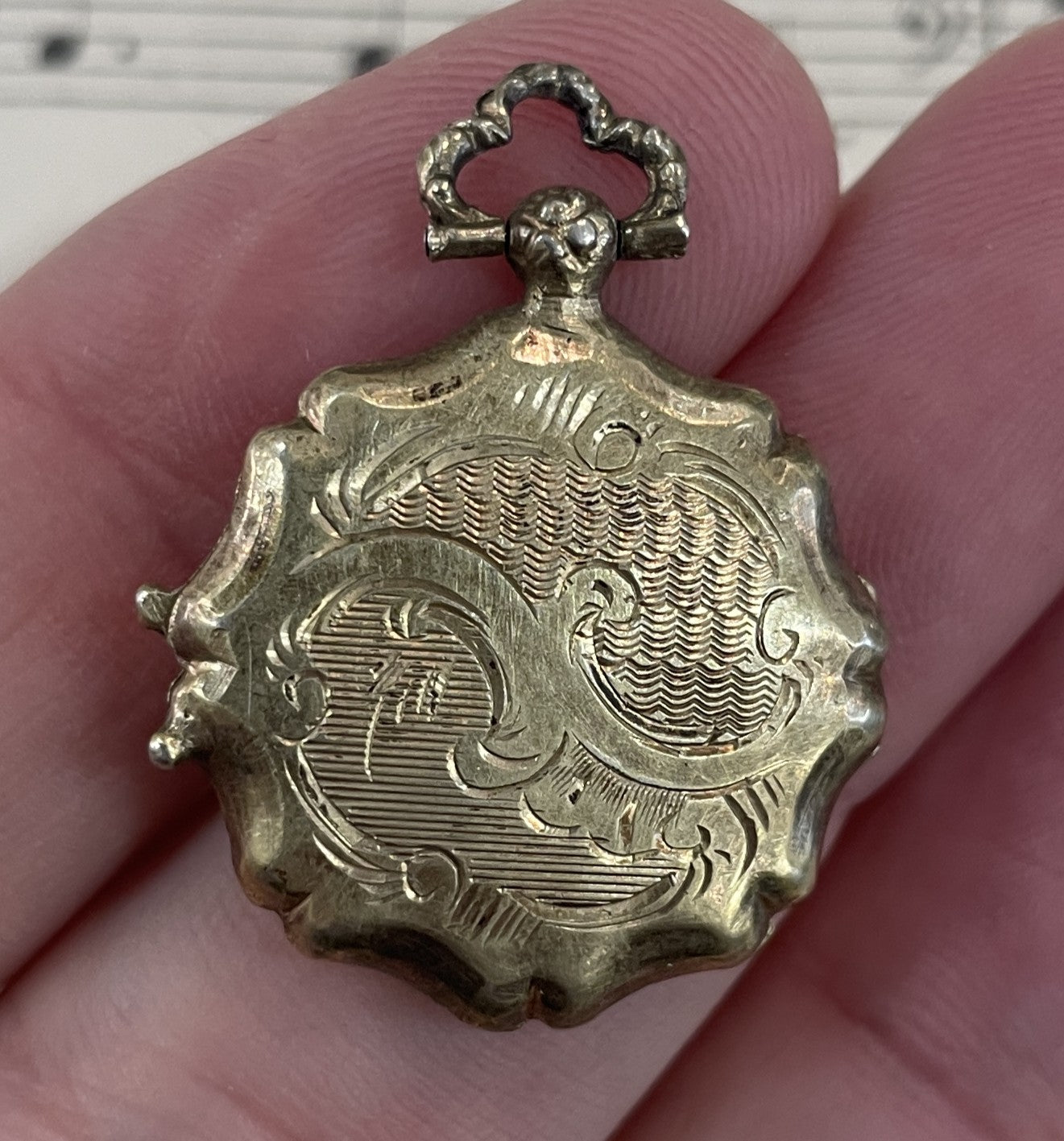Antique Art Nouveau French Gold Plated Locket Pendant c1920