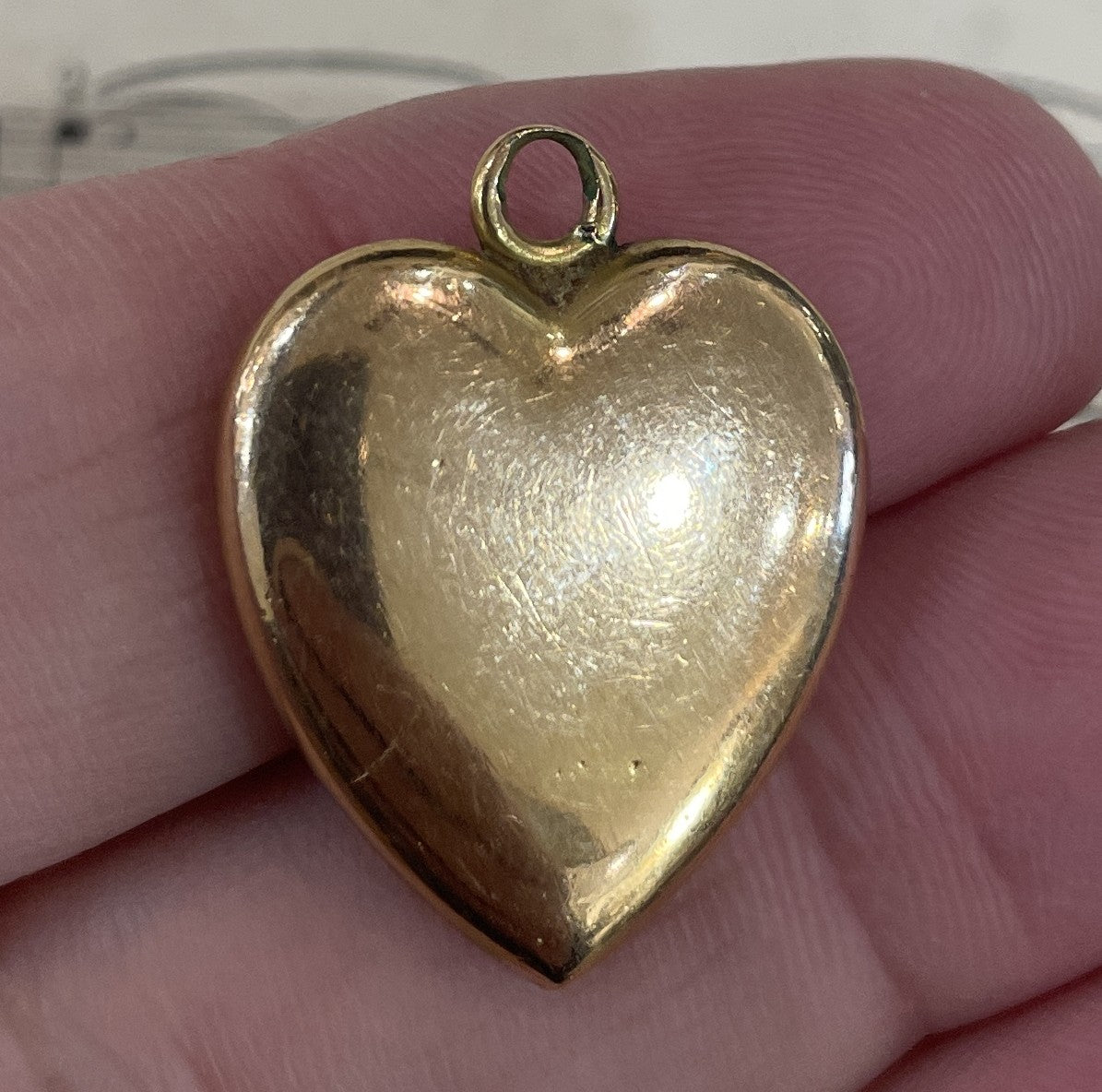 Antique Art Nouveau French Gold Plated Pendant Heart Basket c1920