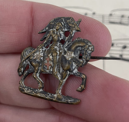 Antique French Art Nouveau Joan of Arc on Horse Brooch c1920