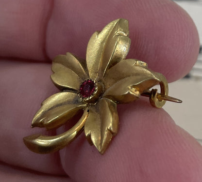 Antique French Art Nouveau Gold-filled Brooch Leaf c1900