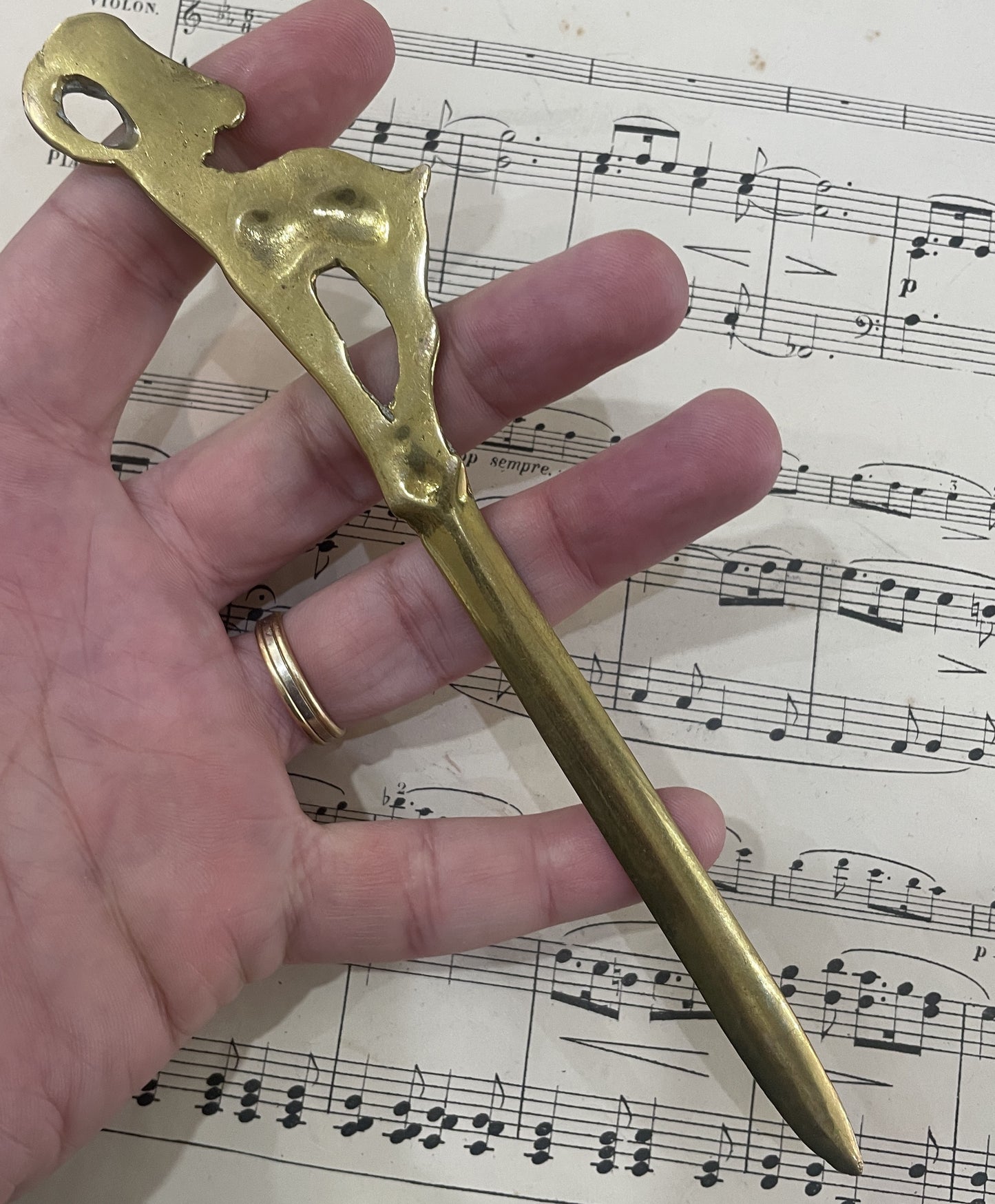 Antique French Bronze Art Nouveau Letter Opener Chamois c1940