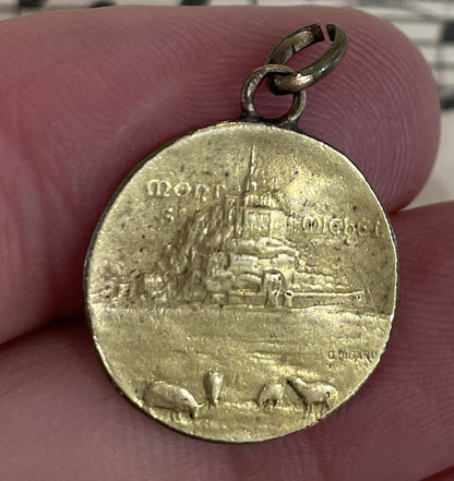 Antique French Art Nouveau Gold-Filled St Michael Medal c1920