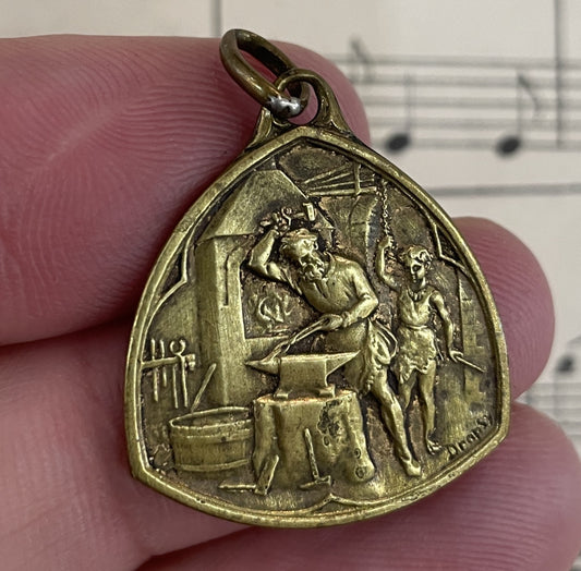 Antique French Art Nouveau Gold-Filled Medal Signed Dropsy Blacksmith c1920