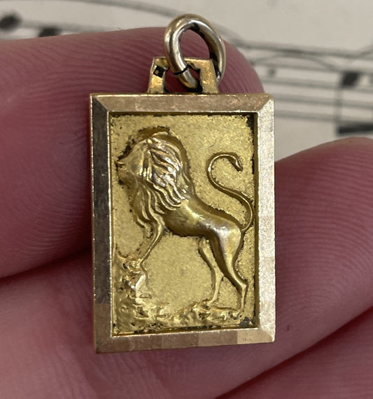 Antique French Art Deco Gold-Filled Medal Zodiac Sign Leo c1940