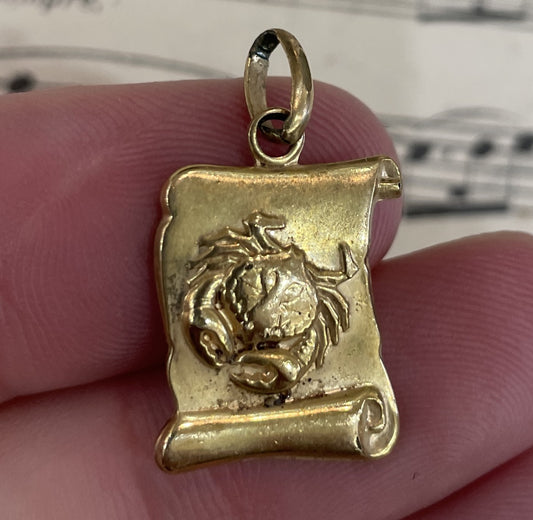 Antique French Art Deco Gold-Filled Medal Zodiac Sign Cancer c1940
