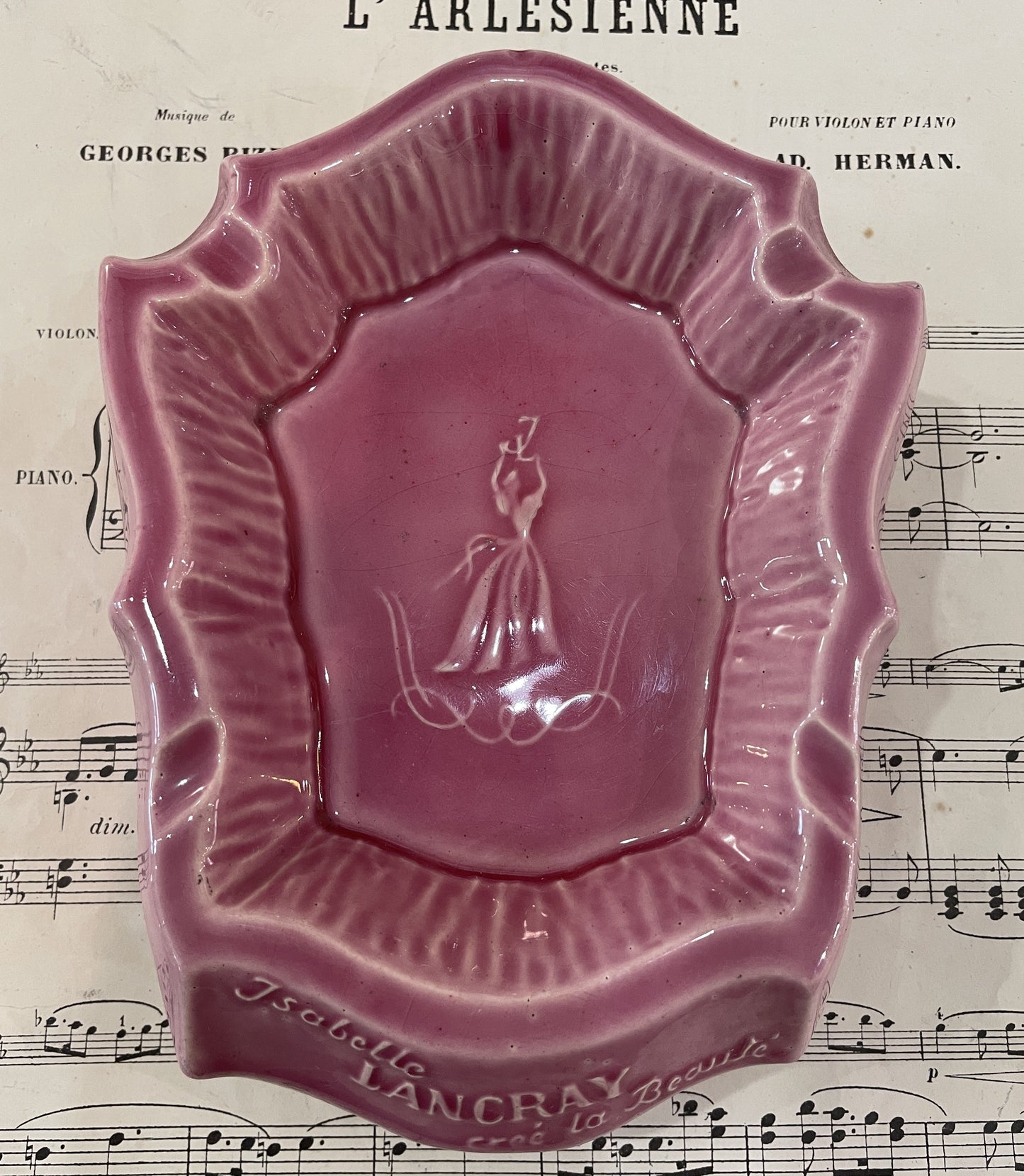 Rare Antique French Porcelain Ash Tray Isabelle Lancray Cree la Beaute c1940