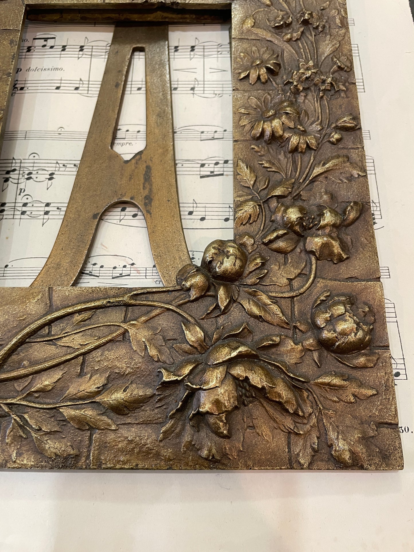 Rare Antique French Art Nouveau Bronze Frame Flower Butterfly Insects c1880