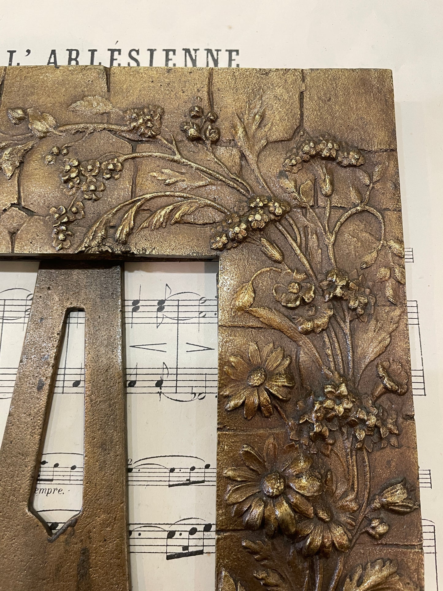 Rare Antique French Art Nouveau Bronze Frame Flower Butterfly Insects c1880