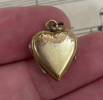 Small Antique French Art Nouveau Gold Plated Locket Pendant Heart c1900