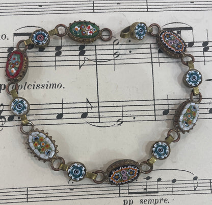 Antique Italian Micro Mosaic Micromosaic Millefiori Bracelet c1920