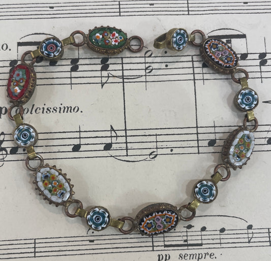 Antique Italian Micro Mosaic Micromosaic Millefiori Bracelet c1920