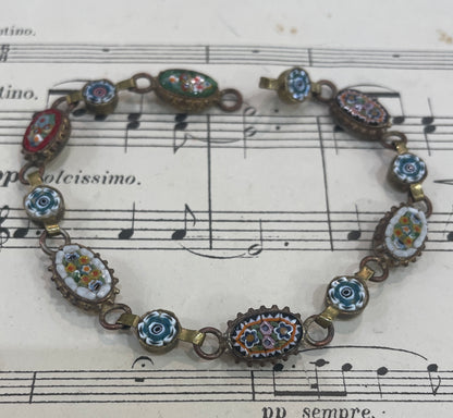 Antique Italian Micro Mosaic Micromosaic Millefiori Bracelet c1920