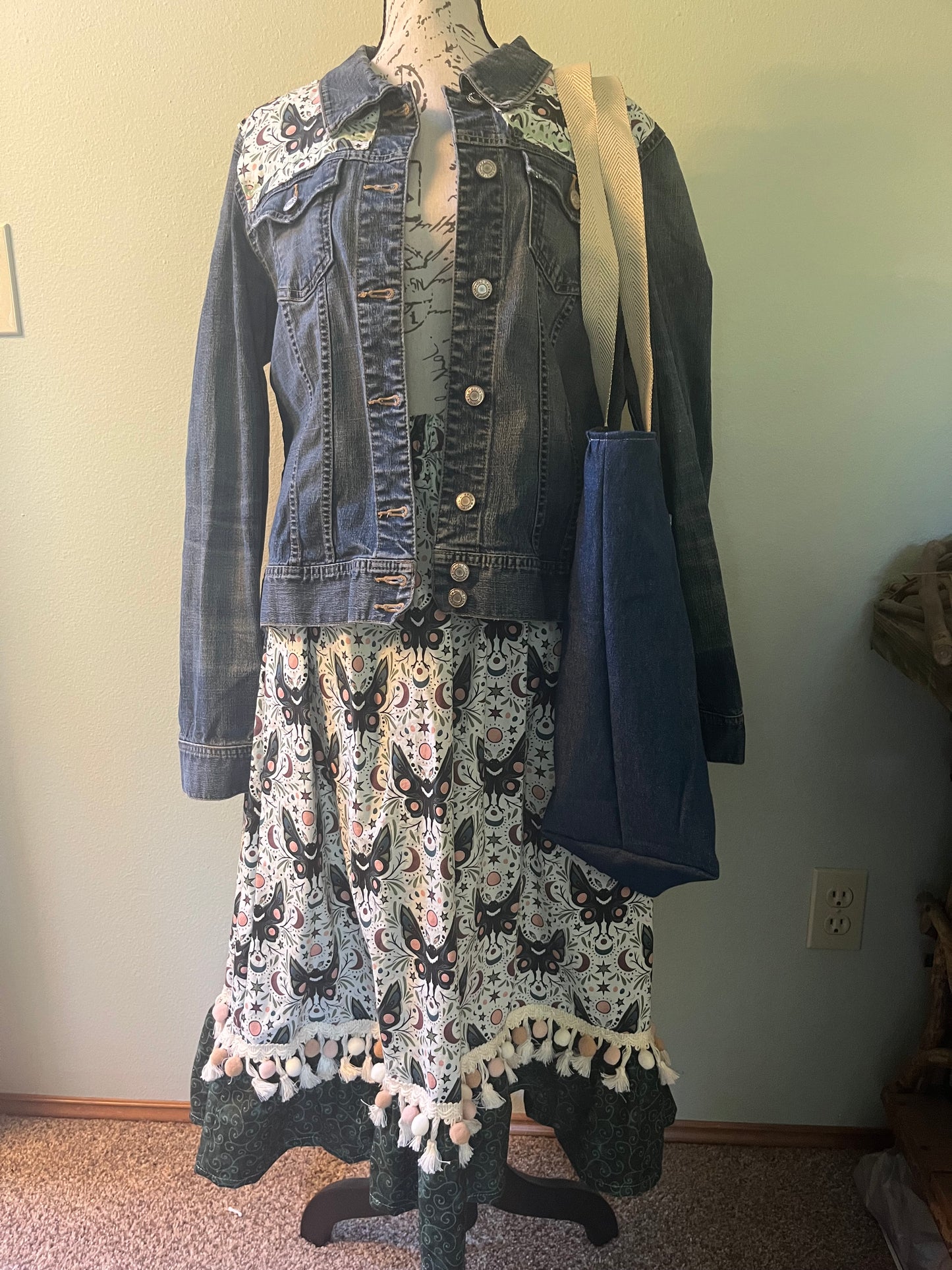 Mothman Skirt with ruffle and pompom trim