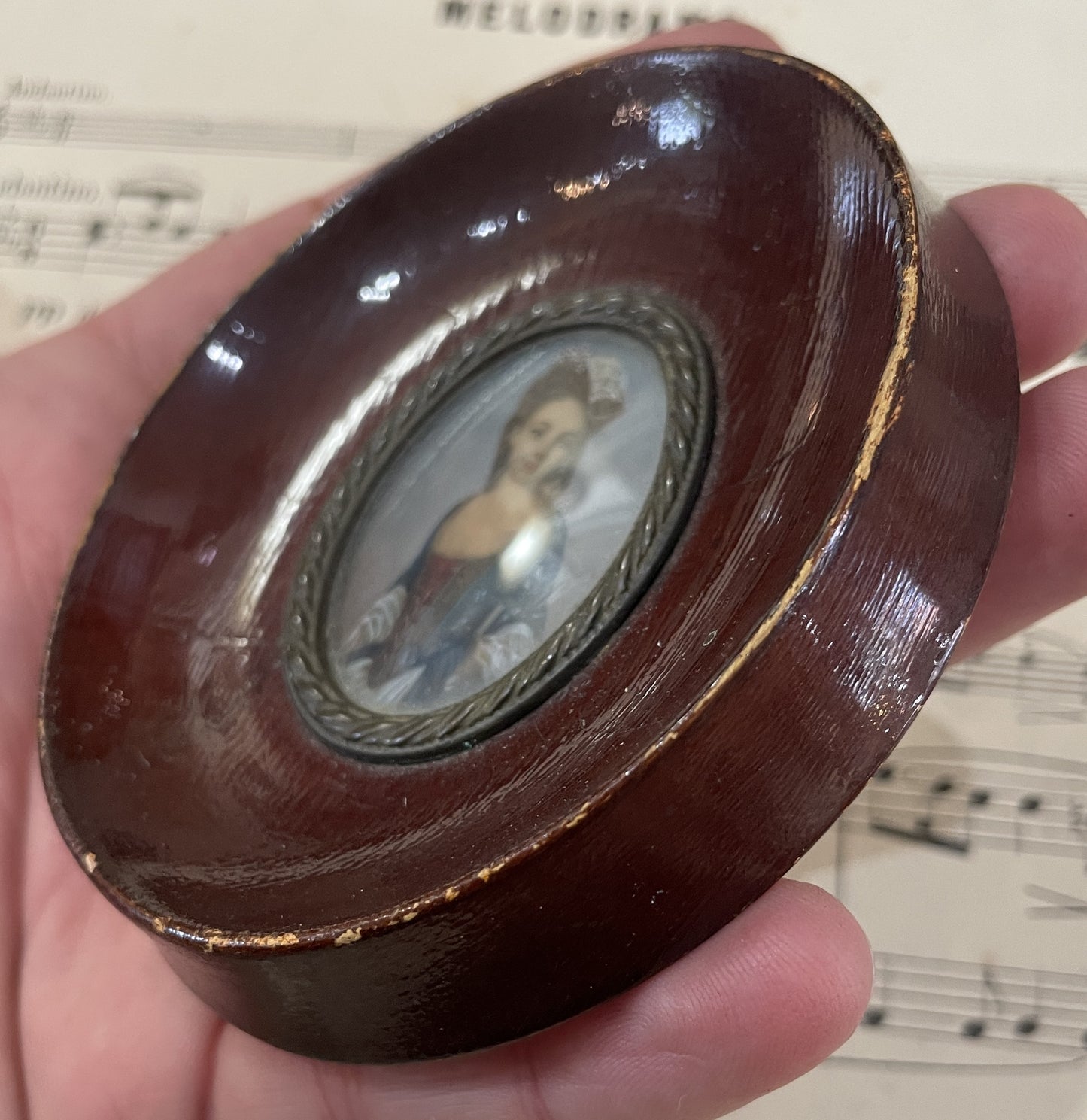 Antique French Hand Painted Miniature Woman c1900