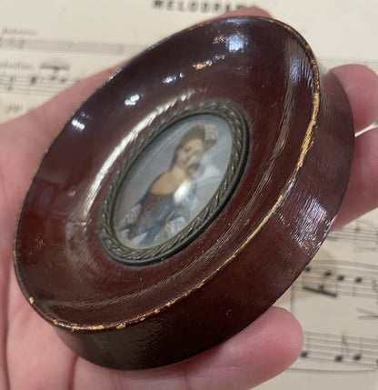 Antique French Hand Painted Miniature Woman c1900