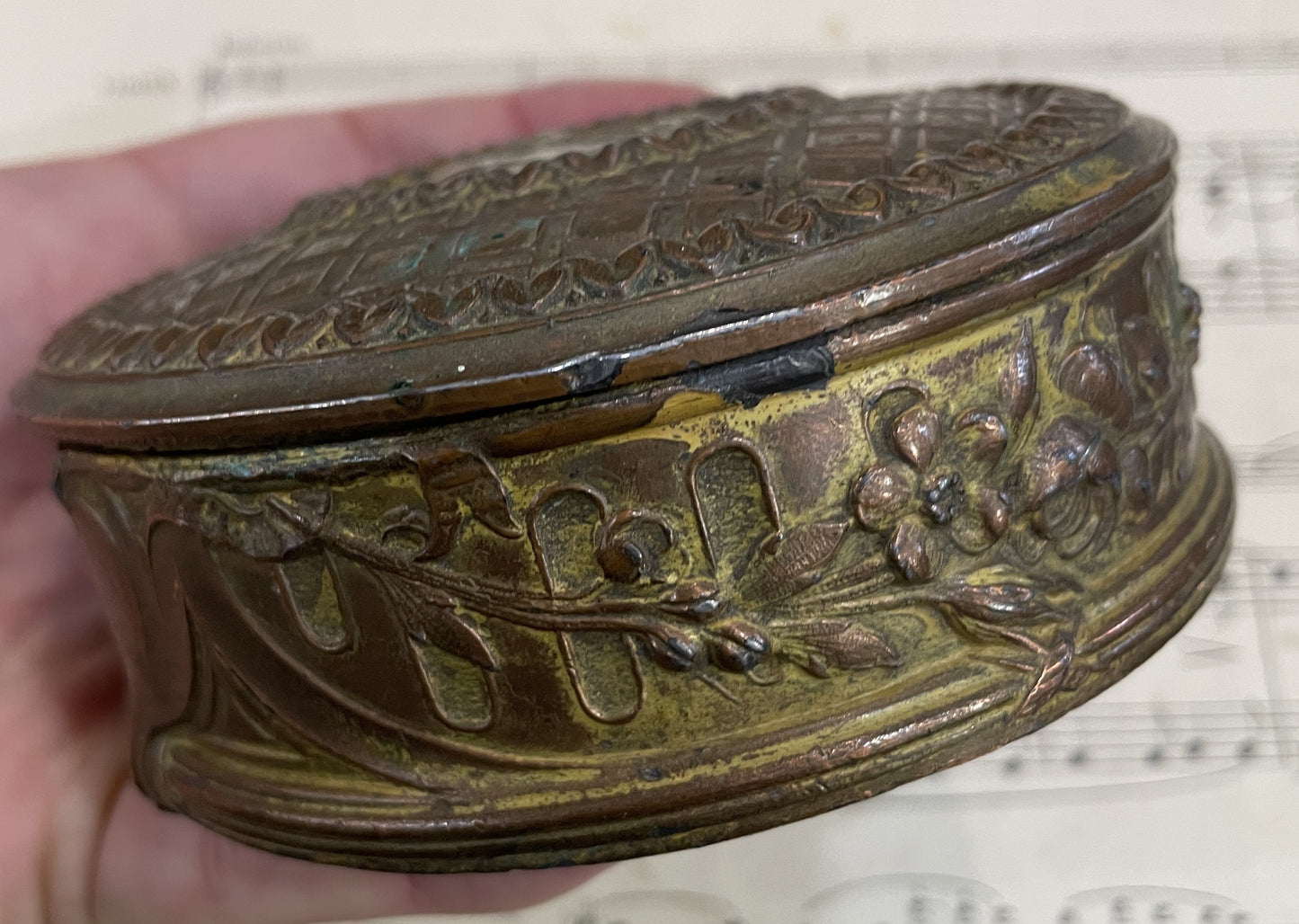 Antique French Art Nouveau Jewelry Box Woman c1900