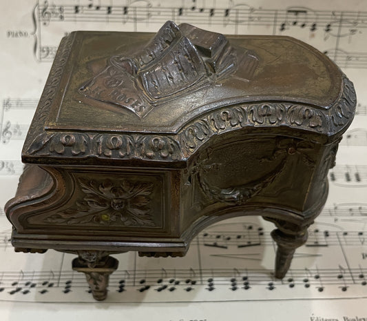 Rare Antique French Piano jewelry box with pink cushion c1900