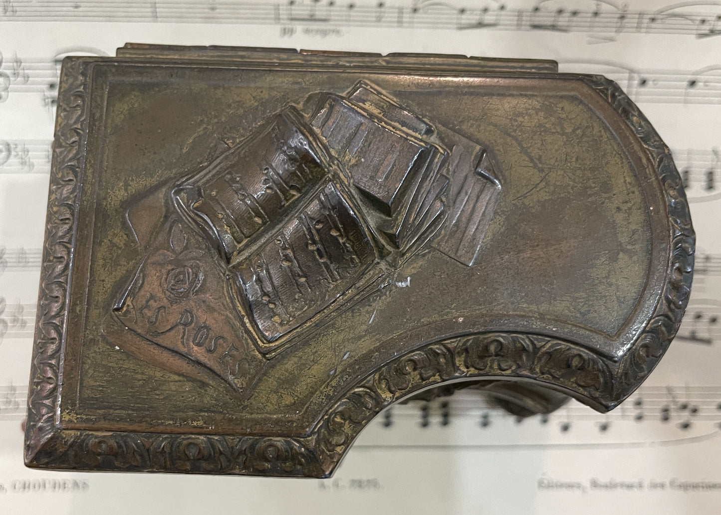 Rare Antique French Piano jewelry box with pink cushion c1900