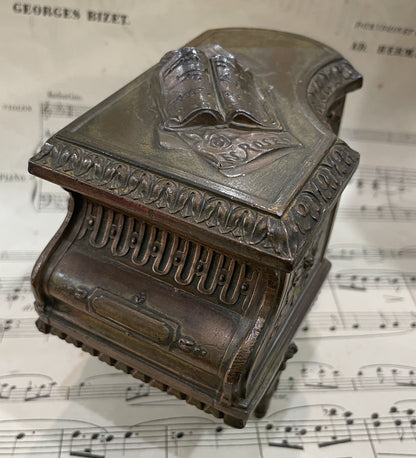 Rare Antique French Piano jewelry box with pink cushion c1900