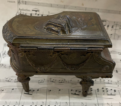 Rare Antique French Piano jewelry box with pink cushion c1900