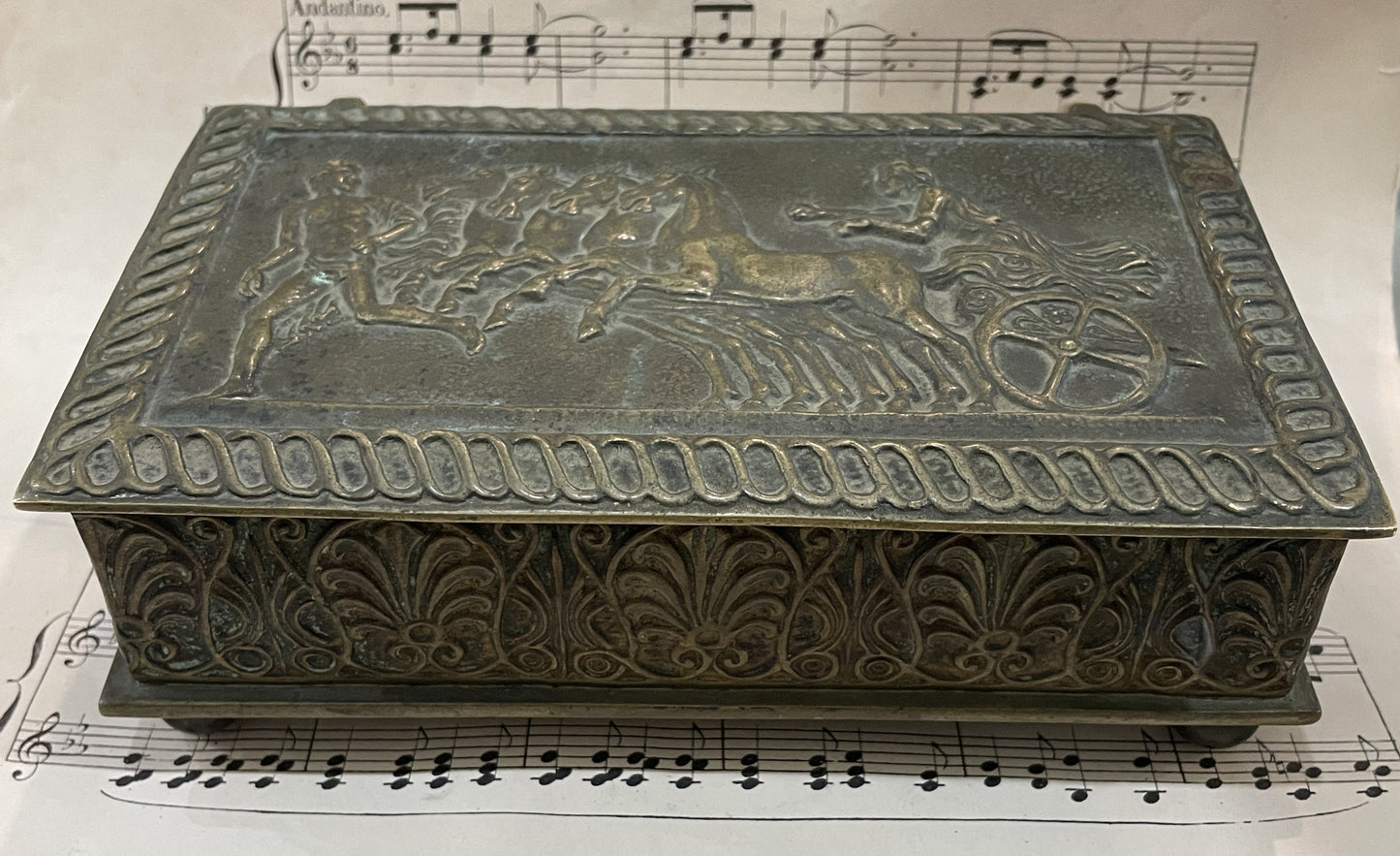 Rare Antique French Max LeVerrier Bronze Box Herakles Hercules c1930