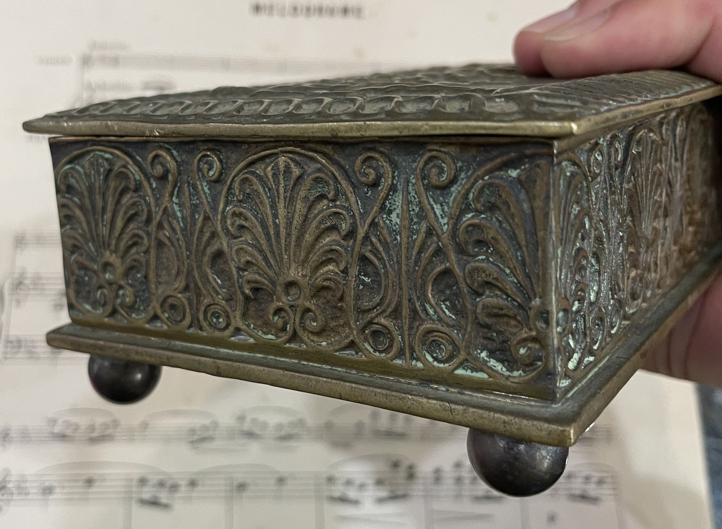 Rare Antique French Max LeVerrier Bronze Box Herakles Hercules c1930